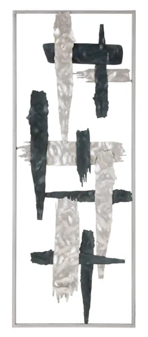 Abstract Lines Silver & Black Metal Wall Decor