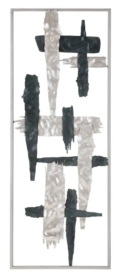 Abstract Lines Silver & Black Metal Wall Decor