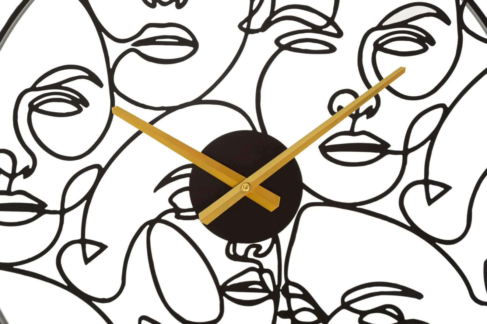 Black Metal Abstract Faces Wall Clock