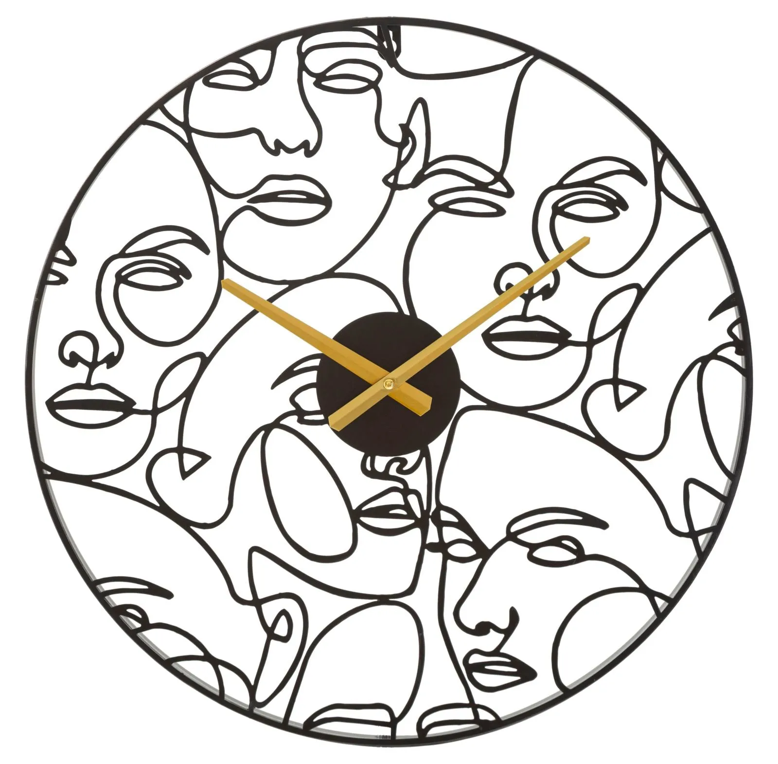 Black Metal Abstract Faces Wall Clock
