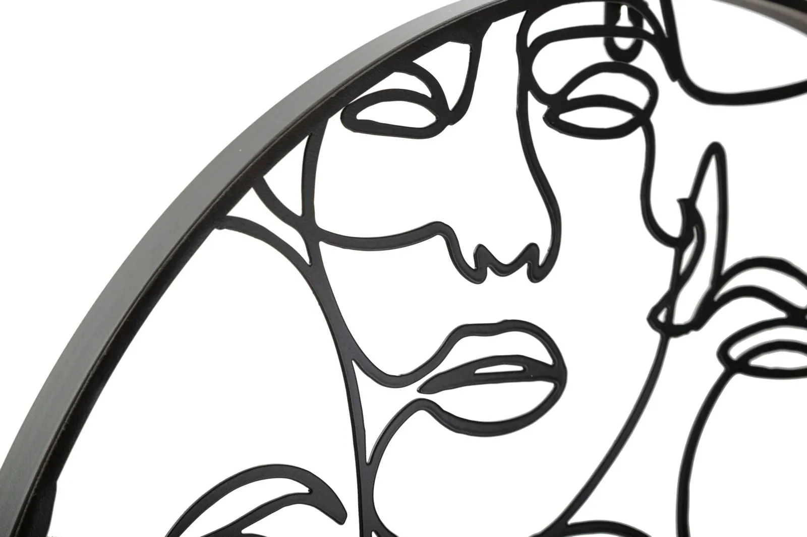Black Metal Abstract Faces Wall Clock