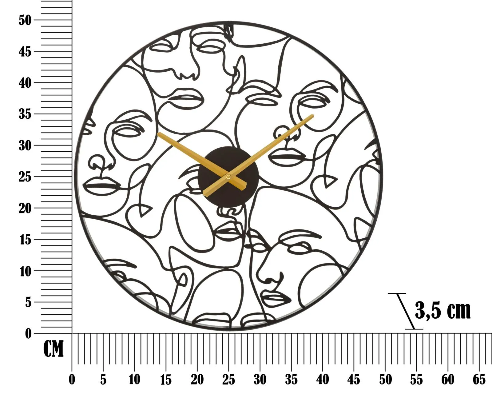 Black Metal Abstract Faces Wall Clock