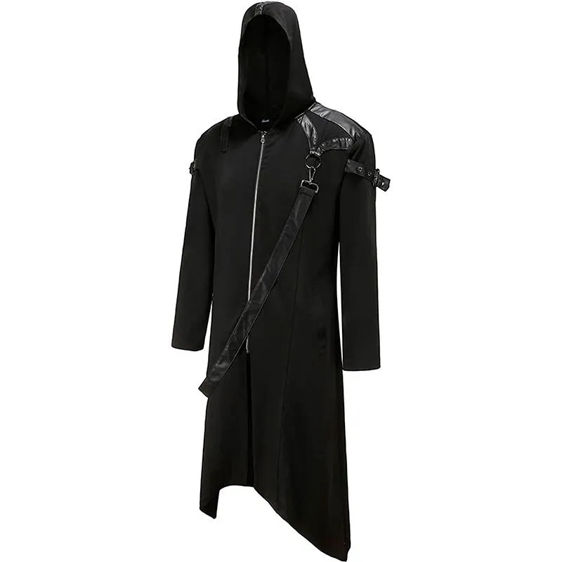 Men's Steampunk Renaissance Hooded Jacket Victorian Gothic Frock Coat