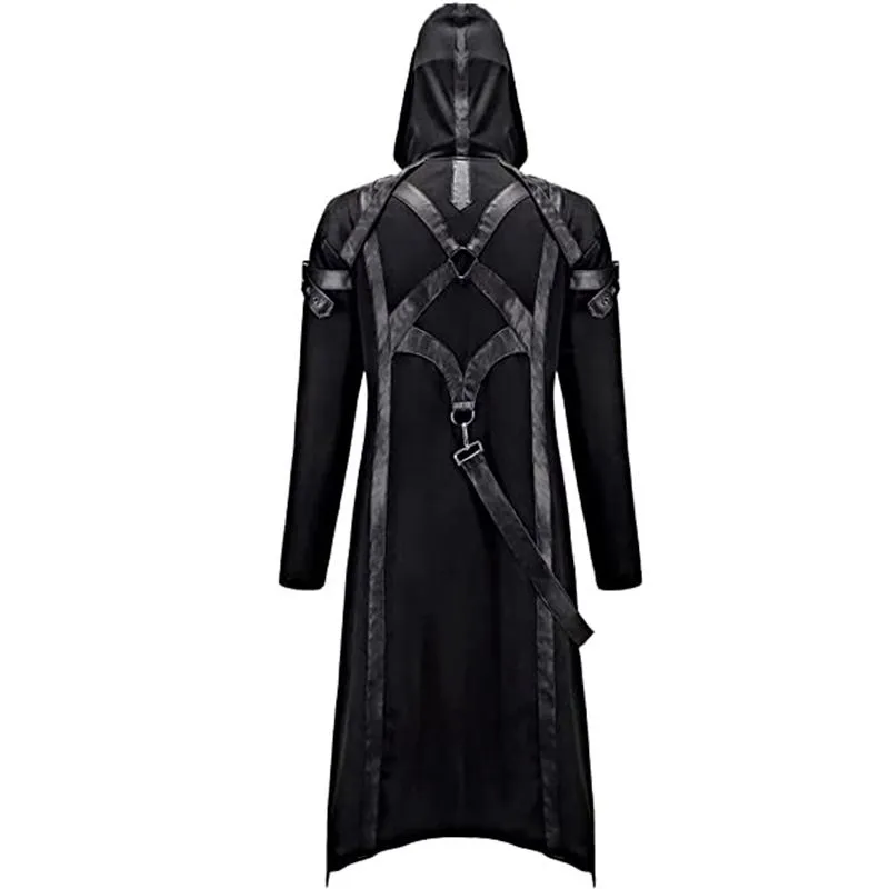 Men's Steampunk Renaissance Hooded Jacket Victorian Gothic Frock Coat