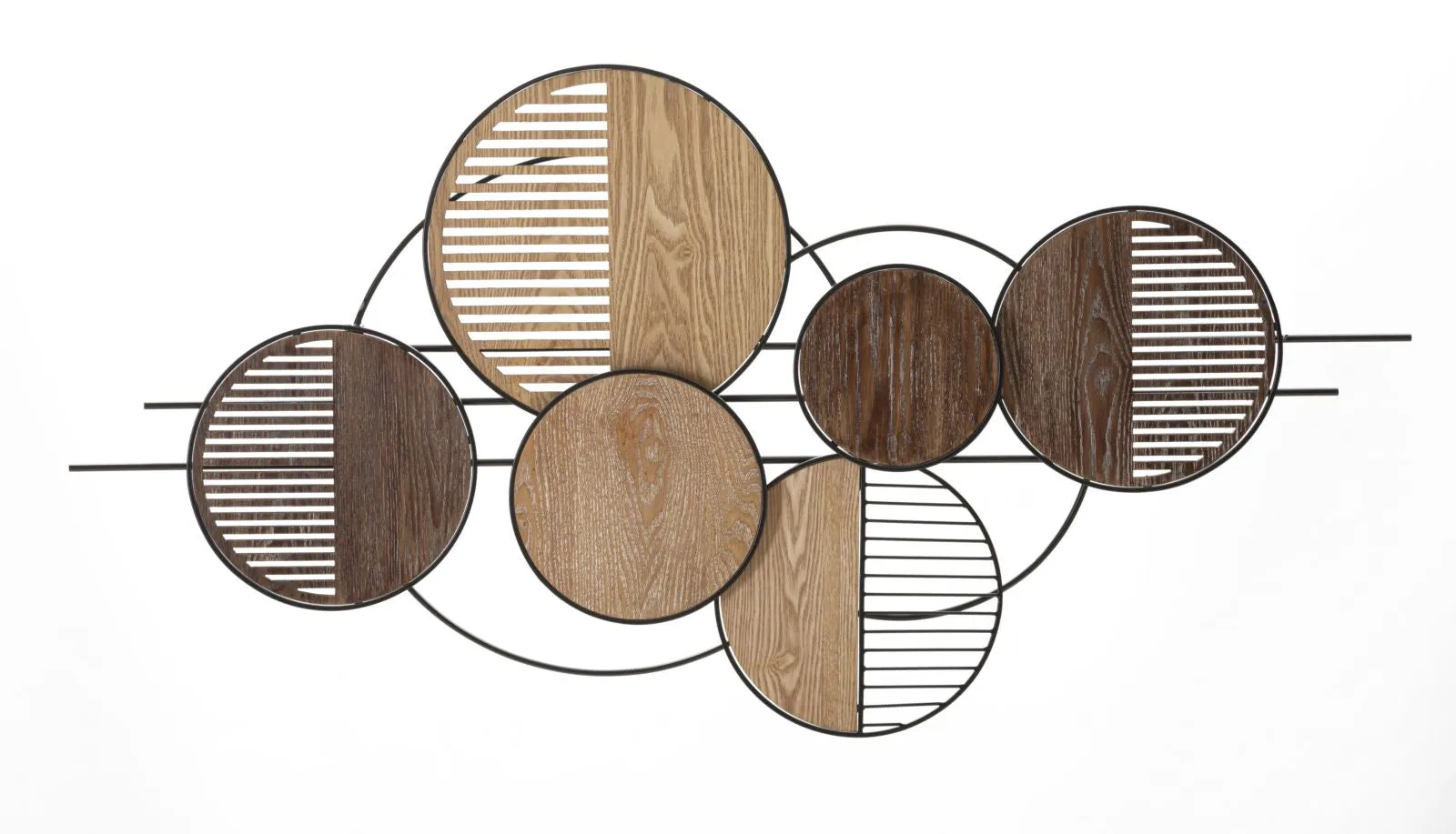 Metal & Wooden Geometric Circles Wall Decor