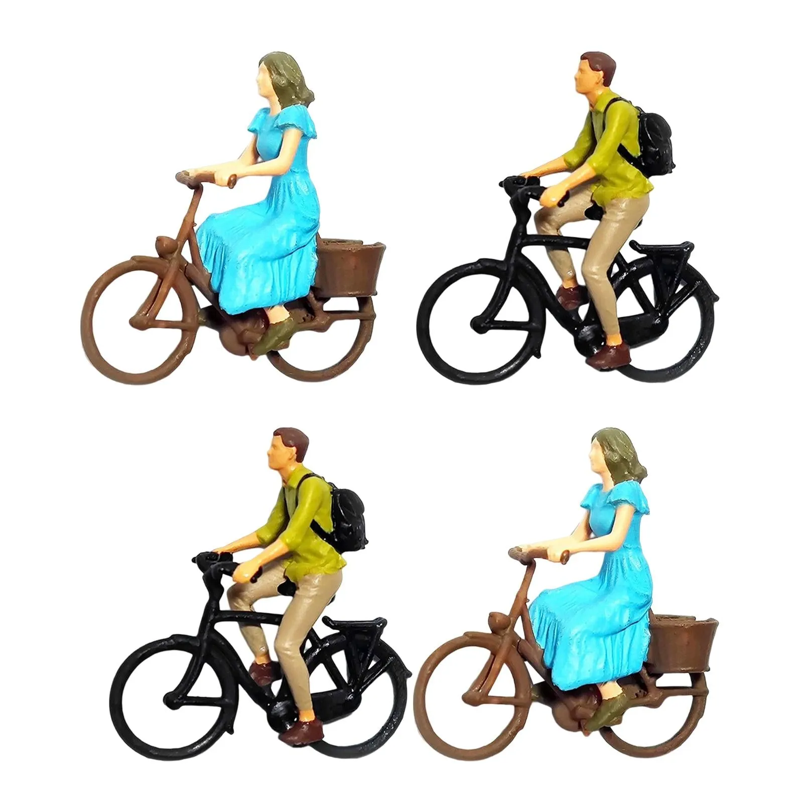 Miniature Bike Bicycle Boy Girl People 1:87 Figure Models Landscape Building Scenery Layout Scene Accessories Diorama Supplies