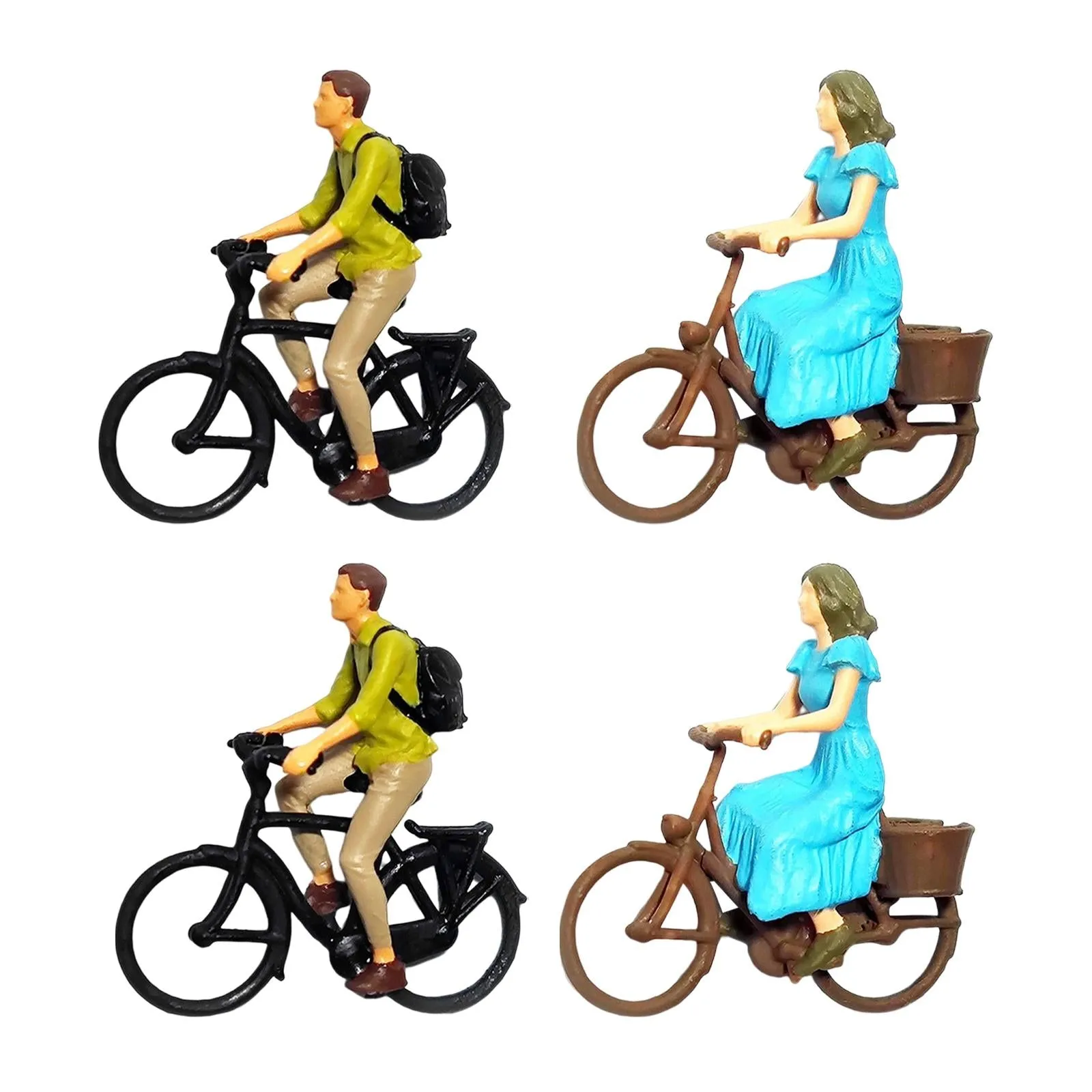 Miniature Bike Bicycle Boy Girl People 1:87 Figure Models Landscape Building Scenery Layout Scene Accessories Diorama Supplies