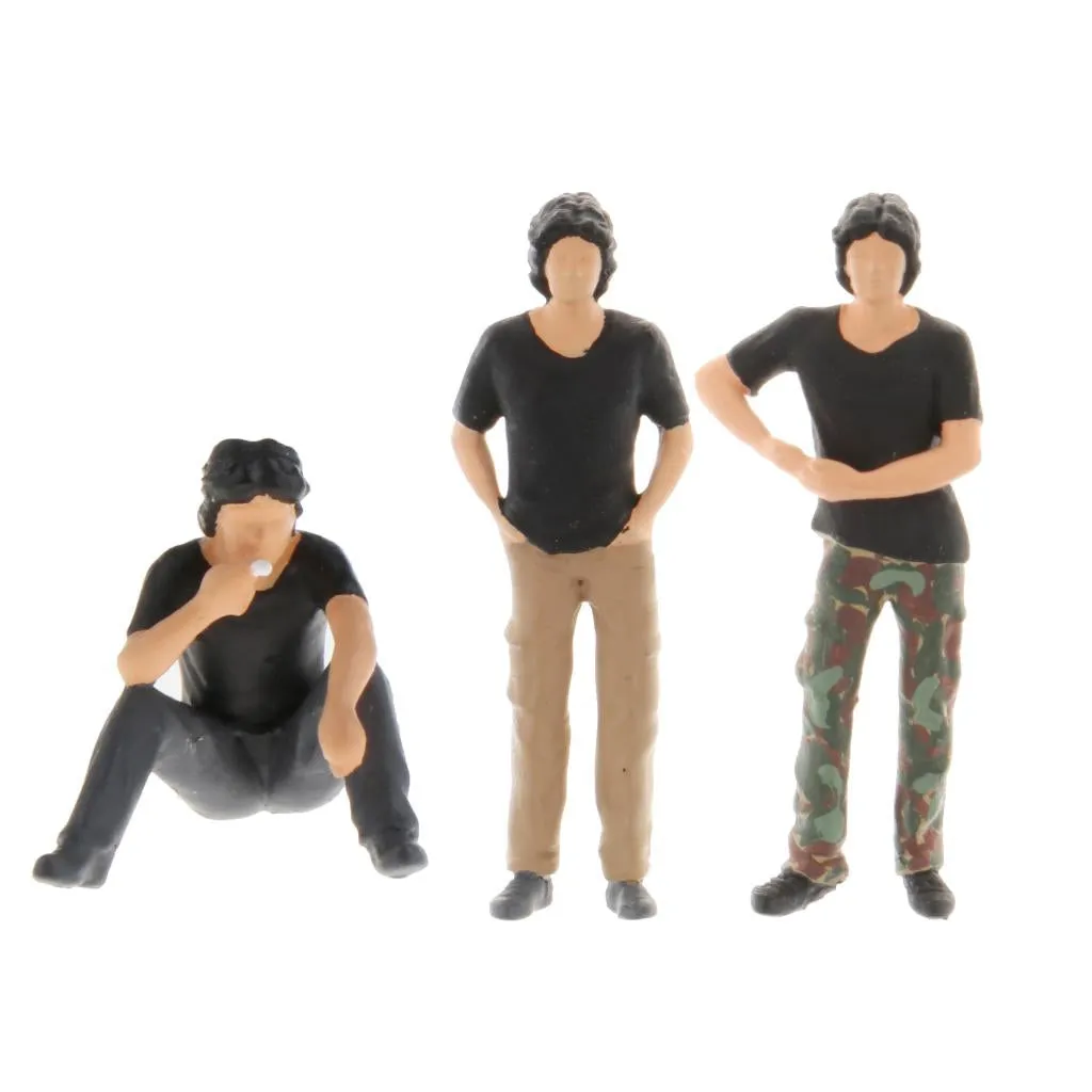 Miniature Black T-Shirt Man Car Repair People Figure 1:64 Model Sand Table Layout Building Street Landscape Accessories Diorama Supplies