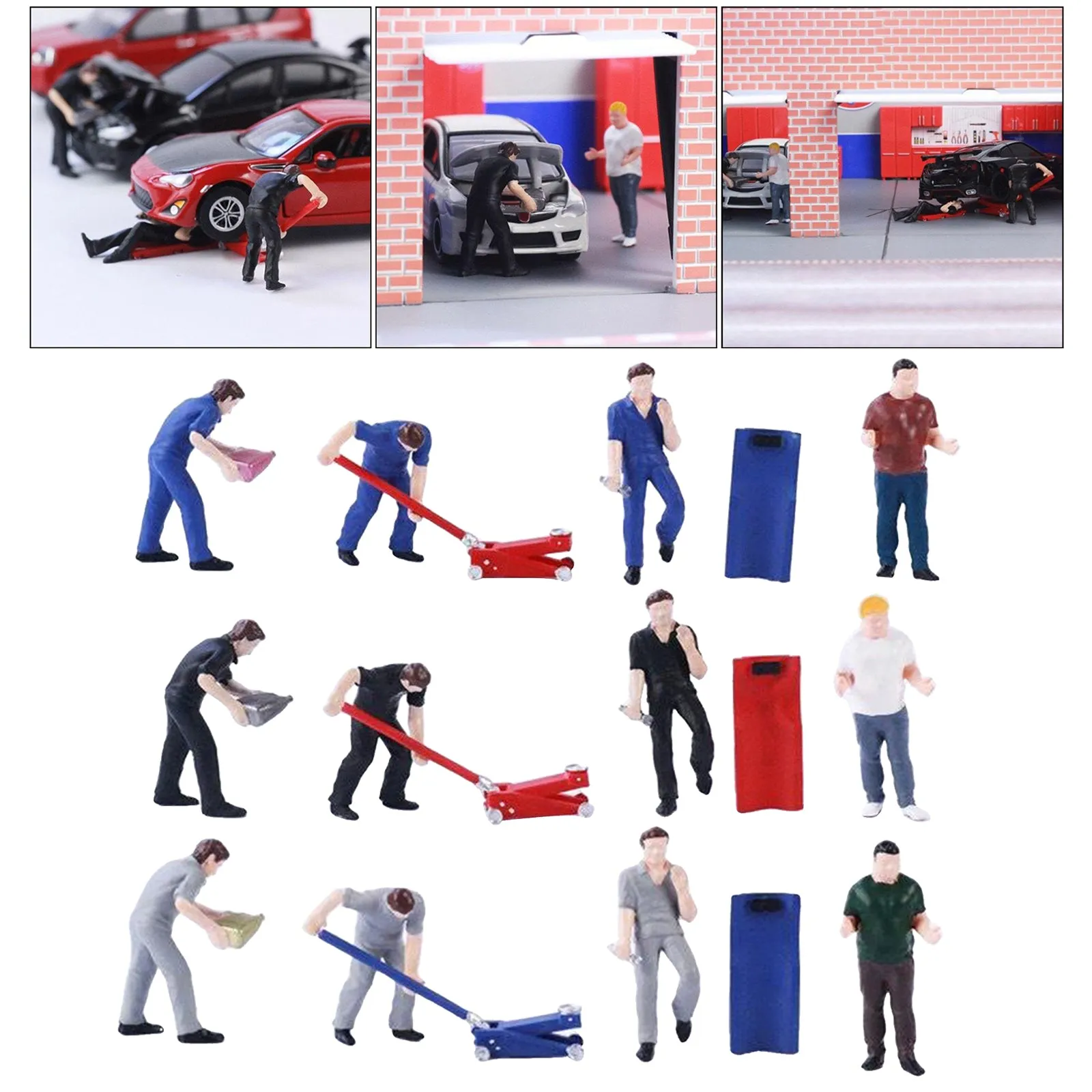 Miniature Car Repairman Repair Worker Handprint Figure Models Toys Landscape Layout Scene Accessories Diorama Supplies
