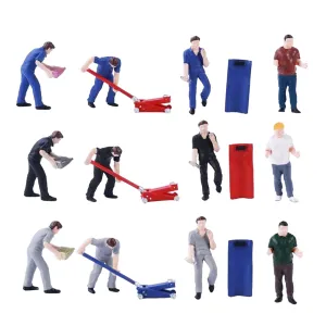 Miniature Car Repairman Repair Worker Handprint Figure Models Toys Landscape Layout Scene Accessories Diorama Supplies