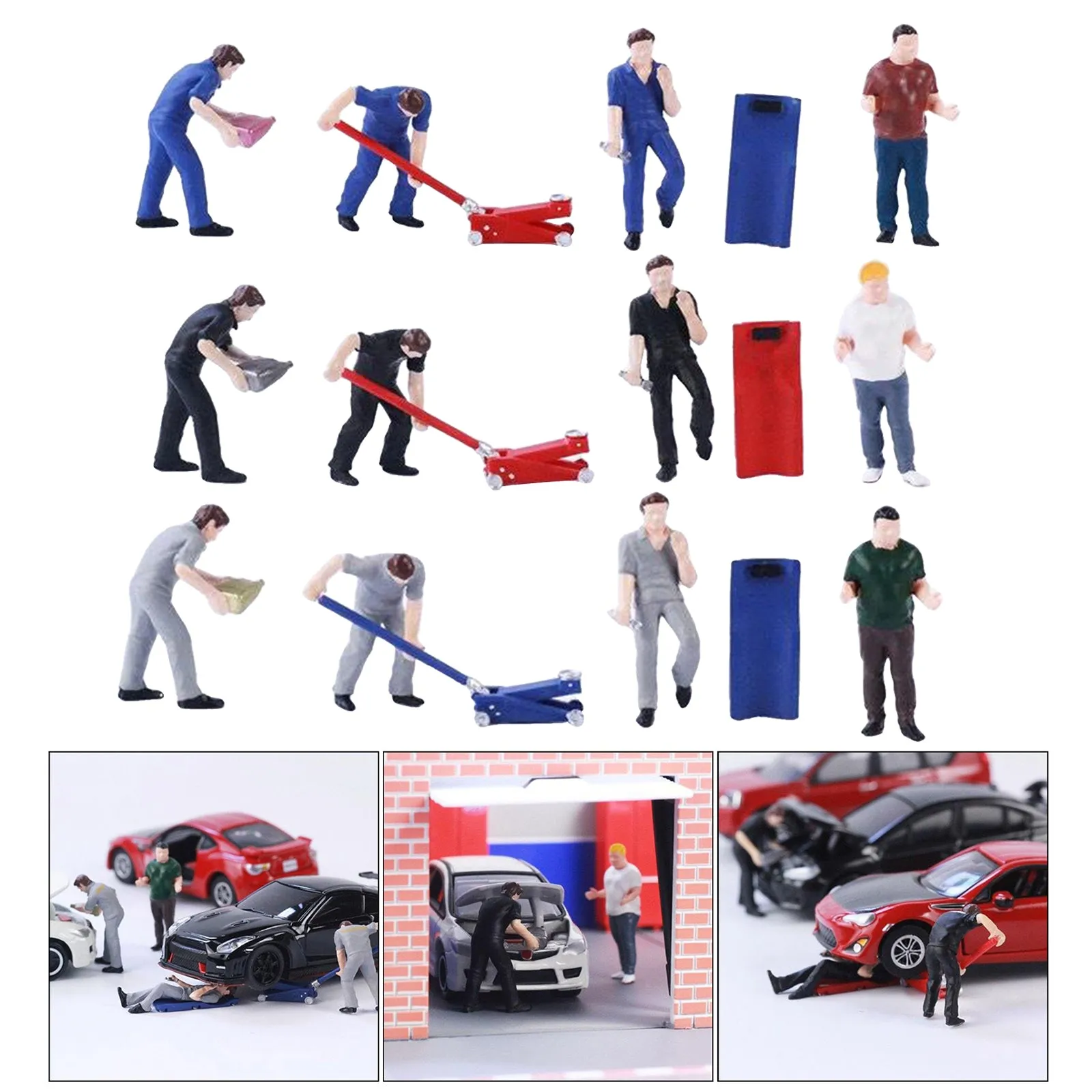 Miniature Car Repairman Repair Worker Handprint Figure Models Toys Landscape Layout Scene Accessories Diorama Supplies