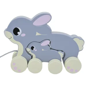 PULL ALONG RABBIT & BUNNY Wood Pull Toy