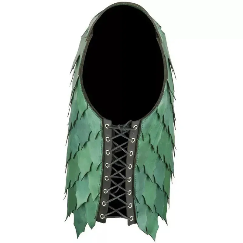 Viking Green Viking Pirate Knight Costume Steampunk Leather Green Scale Vest Chest Armor