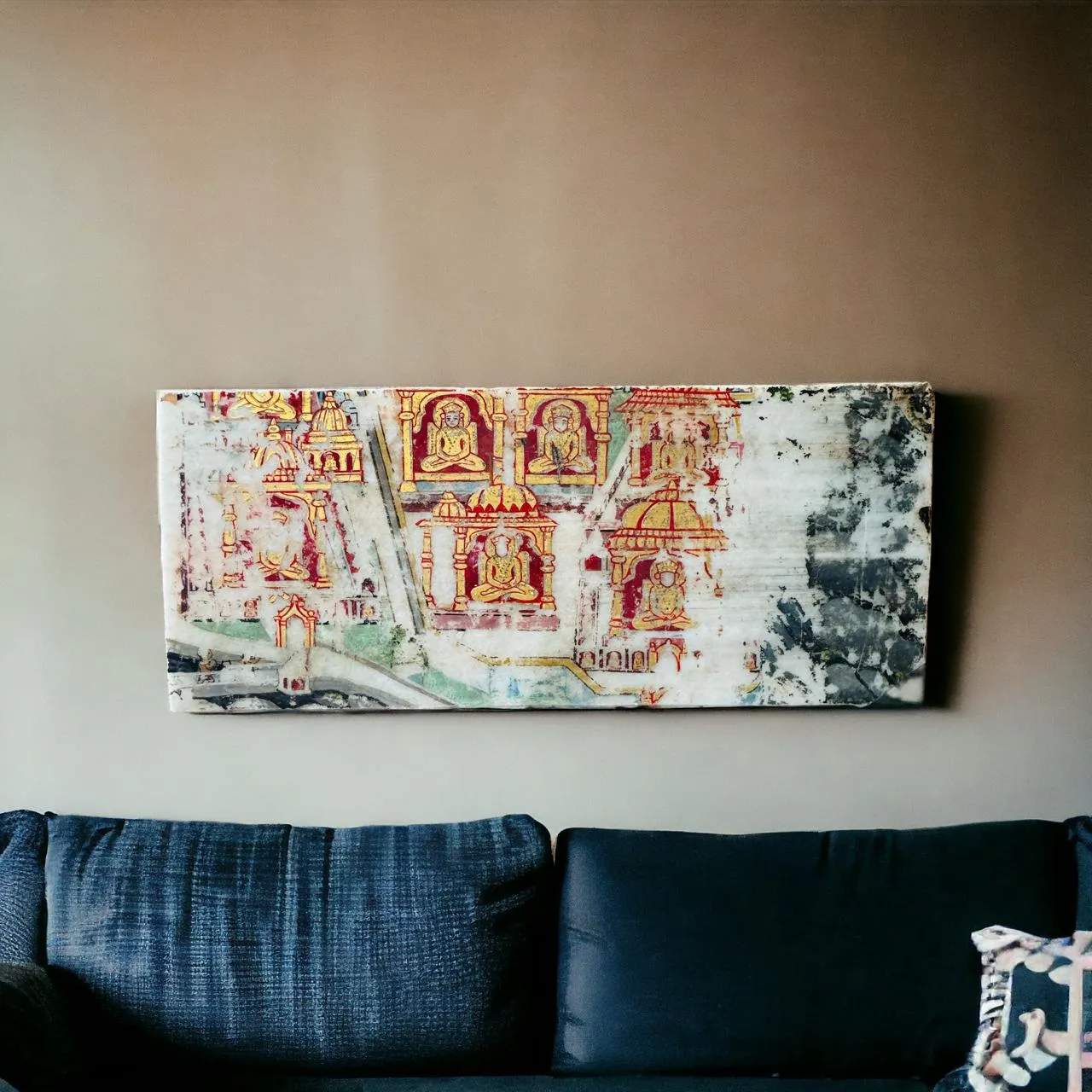 Vintage Painted Stone panel : 1