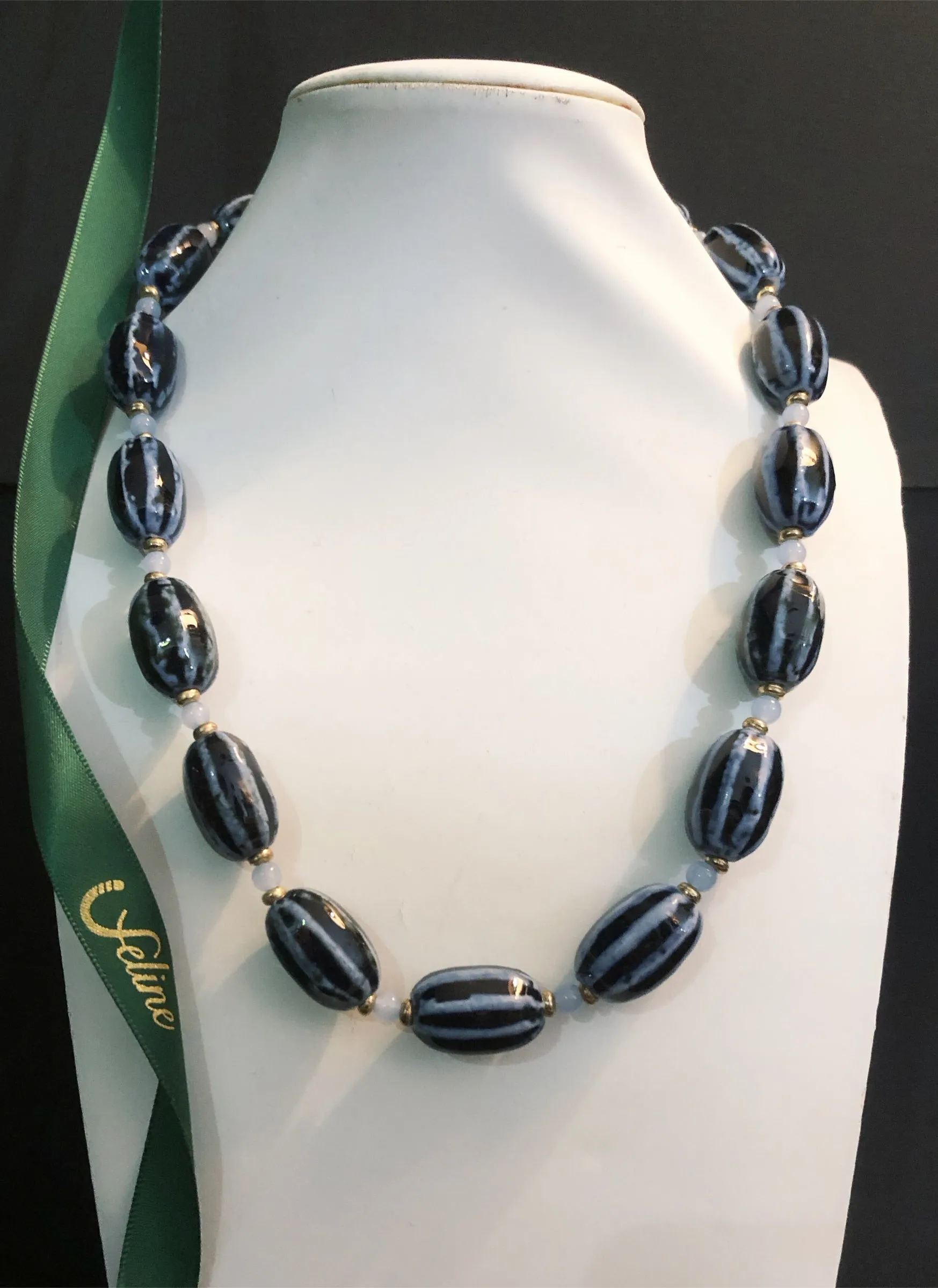 Zadie Ceramic   Blue Onyx Necklace